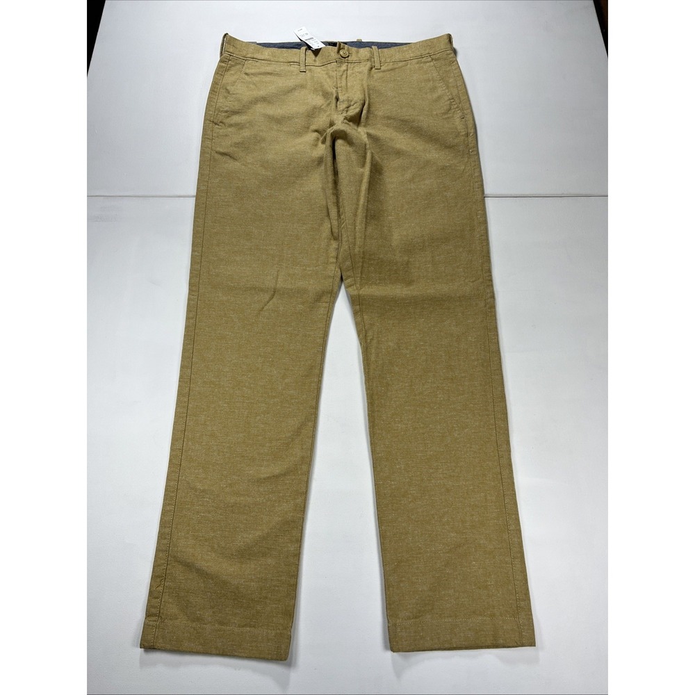 J Crew Pants 770 Straight Mens 33 X 32 Beige Linen Blend Chino Tan Preppy NWT